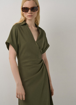 Платье из вискозы и льна  Зеленый O`Stin LR4698O02 G7