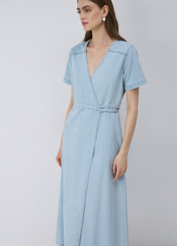 Джинсовое платье на запах  Голубой O`Stin LR46A1O02 D6