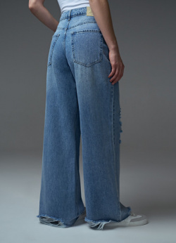 Широкие джинсы с разрывами  Голубой O`Stin LP16A4O02 D5