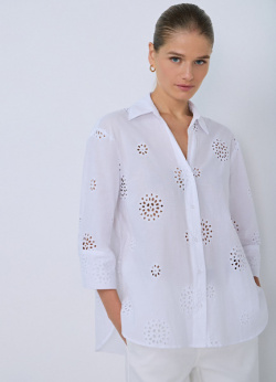 Рубашка из хлопка с вышивкой  Белый O`Stin LS46B1O02 00