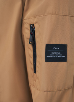 Утеплённая куртка бомбер с молниями  Бежевый O`Stin MJ665HO02 T3