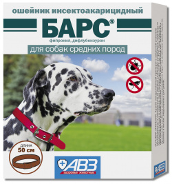 Агроветзащита ошейник БАРС для защиты собак средних пород от блох и клещей (10 г) 