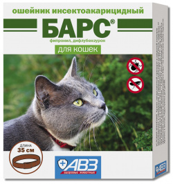Агроветзащита ошейник БАРС для защиты кошек от блох и клещей (10 г) 