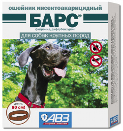 Агроветзащита ошейник БАРС для защиты собак от блох и клещей (10 г) 