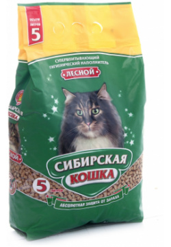 Сибирская кошка древесный наполнитель "Лесной" (12 кг) 