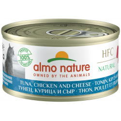 Almo Nature консервы для кошек с тунцом  курицей и сыром 75% мяса (70 г)