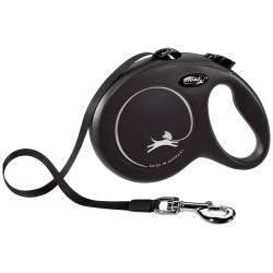 Flexi рулетка ремень для собак  черная (350 г) New Classic классическая