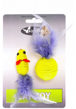 Papillon игрушка "Мышка и мячик с перьями" (16 г) Всевозможные удочки дразнилки