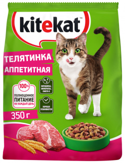Корм Kitekat сухой полнорационный для взрослых кошек «Телятинка Аппетитная» (800 г) 