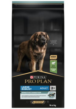 Корм Purina Pro Plan для взрослых собак крупных пород с мощным телосложением чувствительным пищеварением  высоким содержанием ягненка (14 кг)