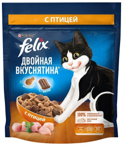 Корм Felix двойная Вкуснятина для взрослых кошек  с птицей (600 г)