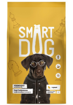 Корм Smart Dog для взрослых собак крупных пород  с курицей (800 г)