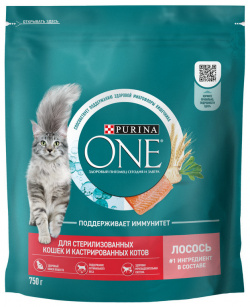 Корм PURINA ONE сухой  для стерилизованных кошек и кастрированных котов с высоким содержанием лосося пшеницей (1 5 кг)