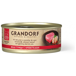Grandorf консервы для кошек: филе тунца с креветками (70 г) 
