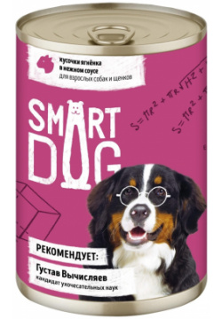 Smart Dog консервы для взрослых собак и щенков: кусочки ягненка в нежном соусе (240 г) 