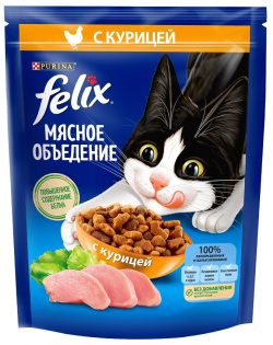 Корм Felix "Мясное объедение" с курицей для кошек (200 г) 