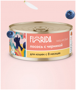 FLORIDA консервы для  кошек "Лосось с черникой" (100 г)