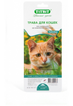 TiTBiT травка для кошек (пшеница) (50 г) 100% натуральный продукт