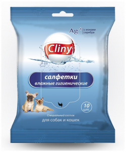 Cliny влажные салфетки  антибактериальные с ионами серебра 10шт (40 г)
