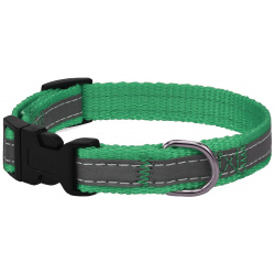 Tappi амуниция ошейник для собак  со светоотражающей лентой "Диока" зеленый (24 35 см)