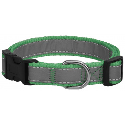 Tappi амуниция ошейник для собак  со светоотражающей лентой "Юнлан" зеленый (33 50 см)