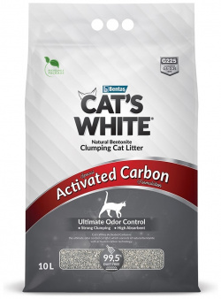 Cats White наполнитель комкующийся с активированным углем для кошачьего туалета (8 5 кг) 