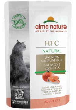 Almo Nature консервы паучи для кошек  с лососем и тыквой (1 32 кг)