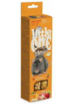 Little One палочки для хомяков  крыс мышей и песчанок с фруктами орехами 2х60 г (120 г)