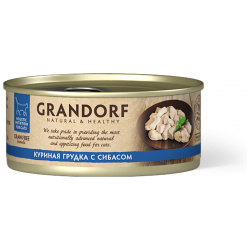 Grandorf консервы для кошек: куриная грудка с сибасом (70 г) 