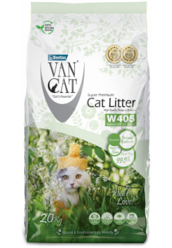 Van Cat комкующийся наполнитель "100% натуральный"  без пыли пакет (20 кг) Самый