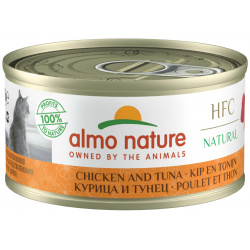 Almo Nature консервы для кошек  с курицей и тунцом 75% мяса (70 г)