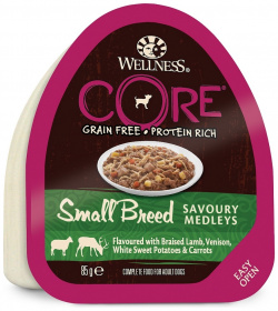 Wellness CORE консервы для собак мелких пород из баранины с олениной  белым сладким картофелем и морковью (85 г)