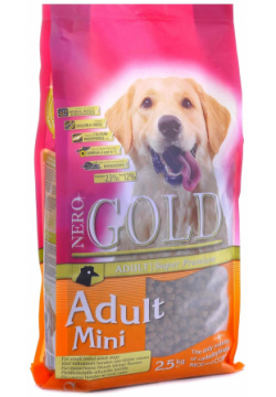 Корм NERO GOLD super premium adult Mini для взрослых собак малых пород  с курицей и цельным рисом (2 5 кг)