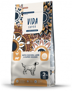 VIDA Super корм для взрослых собак средних и крупных пород с курицей  ягненком овощами (12 кг)
