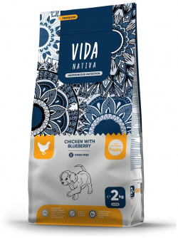 VIDA Nativa корм для щенков мелких пород с курицей и черникой (2 кг) 