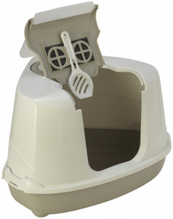 Moderna туалет домик угловой Flip с угольным фильтром  56X44X36 см теплый серый (1 6 кг)