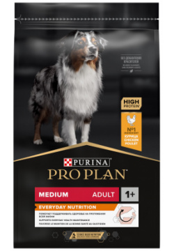 Корм Purina Pro Plan для взрослых собак средних пород  с высоким содержанием курицы (7 кг)
