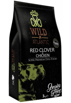 Wild Atlantic беззерновой сухой корм для взрослых собак с курицей и экстрактом красного клевера (3 кг) 