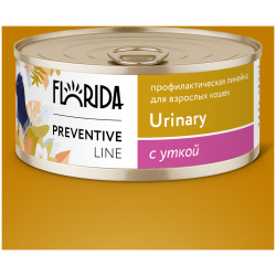 Florida Preventive Line консервы urinary для кошек  "Профилактика образования мочевых камней" с уткой (100 г)