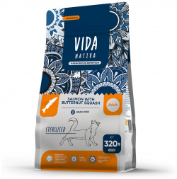 VIDA Nativa корм для взрослых стерилизованных кошек с лососем и тыквой (7 кг) 