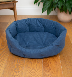PETSHOP лежаки лежак овальный с подушкой  синий (68х60х22 см)